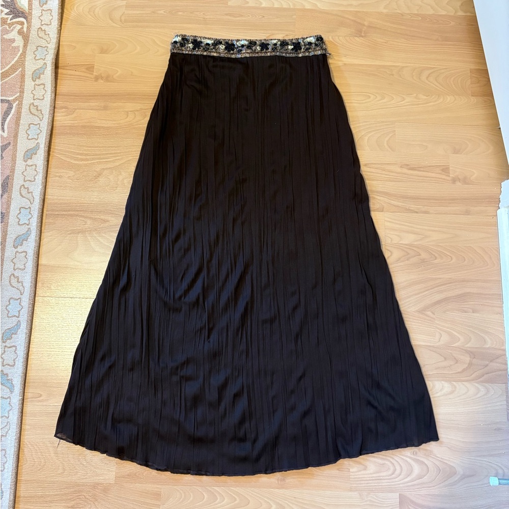 Worthington Dark Brown Maxi Skirt with Embellished Waistband
